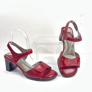 BeautiFeel Shoes Womens Size EU 38 Red Leather Sandals Block Heel Strap Comfort